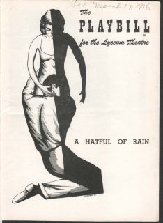 Hatful of Rain Playbill 3 17 56 Shelley Winters Ben Gazzara Lyceum 