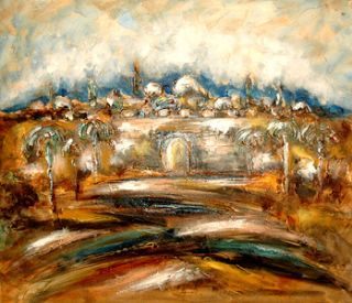 Israel Art oz El Hai Israeli Oil on Canvas Judaica 446