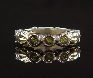   Caviar Sterling 18K Peridot Arcadia Collection 3 Stone Ring