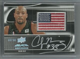 35/50 ALONZO MOURNING 08/09 UD BLACK AUTOGRAPH USA FLAG PATCH SP