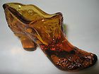 fancy brown amber glass Bow pattern Shoe Slipper Boot christmas high 