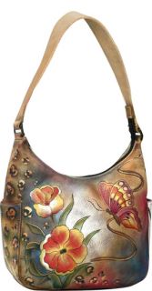 Anuschka Purse Bag Genuine Leather Premium Floral Safari Hobo Purse 
