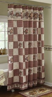 Country Hearts And Stars Berries Folk Art Primitive Shower Curtain