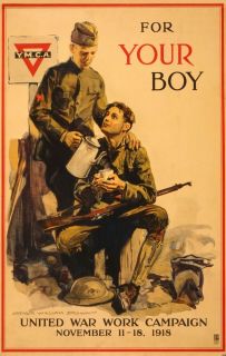 WWI YMCA Home Front 1918 Ad Poster Arthur Brown War Work Campaign New 