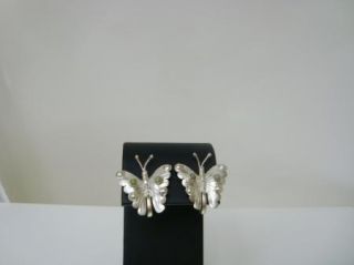 Sterling Silver 925 FM Screw Back Butterfly Earrings