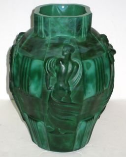 Artur Pleva Curt Schlevogt Art Deco Jade Glass Vase