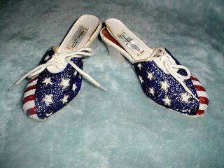   WOMANS Andrea Flag American SEQUINS heels slide Mules Shoes 5.5 M