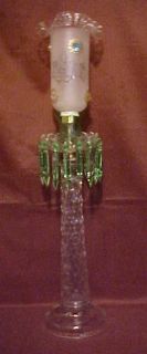    VINTAGE 34 TALL GLASS TABLE LAMP w ARGAND LUSTRE ASTRAL SPEAR PRISMS