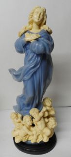 Old G Ruggeri Italy Statue Assumption of Blessed Virgin Mary w Cherubs 