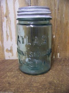 Antique Atlas Strong Shoulder Mason Pint Size Canning Jar w Zinc Lid 