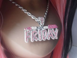 Sexy Silver Barbie Pink Friday Nicki Minaj Iced Out Necklace