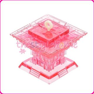 Deep pink 3D Pyramid Shape Crystal Puzzle Jigsaw Fun Toys w/ mobile 