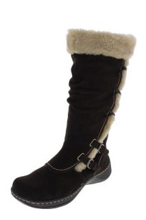 Bare Traps New Elissa Brown Suede Faux Fur Trimmed Buckled Snow Boots 