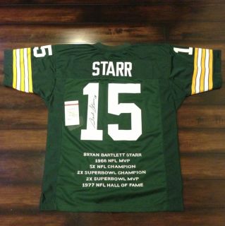 Bart Starr Autographed Signed Packers Green Stat Jersey JSA W311005 
