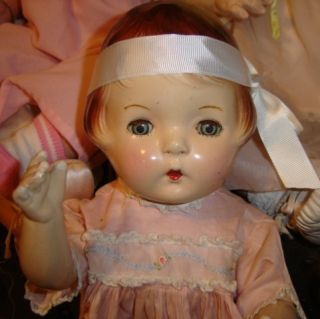   OLD VINTAGE COMPOSITION CLOTH BODY AVERILL PEACHES DOLL 20 PATSY TYPE