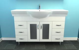 Eurofit 47 White Narrow Bathroom Sink Cabinet Vanity