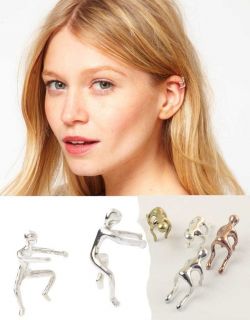   Personality Antique Silver/Copper Human Body Model Ear Clip Earring