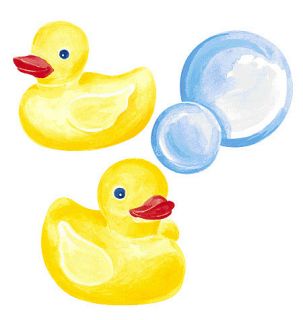   Bubbles 25 Wallies Yellow Rubber Ducks Duck Bath Stickers Decal Border
