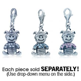 Adorable CZ 925 Sterling Silver Baby Dangle Charm