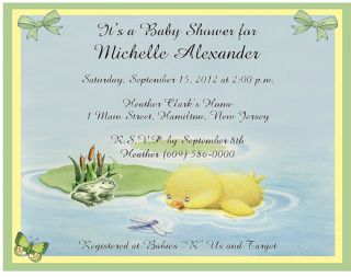   Neutral Color Duck Personalized Baby Shower Invitations w/Envelopes