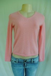 Ballantyne Dawson Forte 100 Cashmere Pink Soft Knit V Neck Sweater Top 