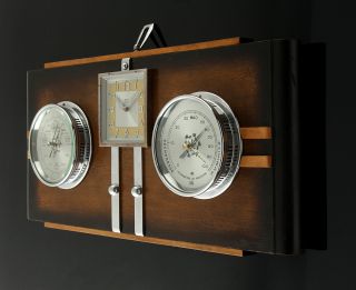 Huge Bauhaus Art Deco Bayard Weatherstation Barometer 8 Days Clock 