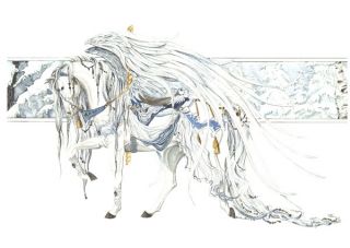New Carousel Horse Angel White Nene Thomas Fantasy Print Mystical 