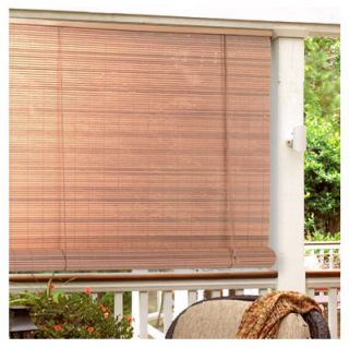   Oval PVC Roll Up Woodgrain Patio Window Blinds Indoor Outdoor