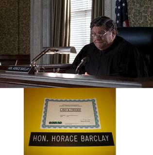   Michael P. Moran Judge Horace Barclay SCREEN USED NAMEPLATE PROP