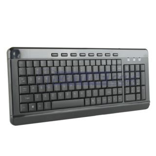 AVS Gear W9868BL Black USB Wired Slim Keyboard with Blue LED Light 