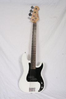 NEW WHITE Electric Bass Guitar + Strap Amp Cord Gigbag
