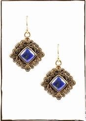 Barse Mandalay Lapis and Bronze Earrings