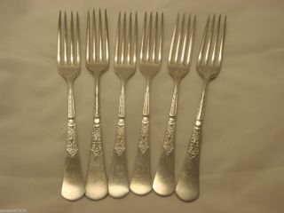 Lot of 6 Reed Barton Aesthetic Dove Bird Silverplate Dinner Forks 