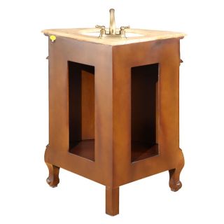  Travertine Stone Top Corner Sink Bathroom Single Vanity Cabinet