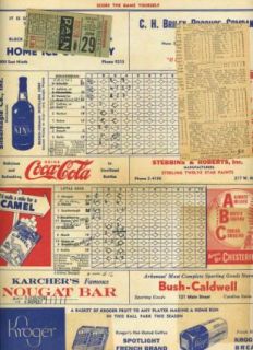 Little Rock Travelers Baseball Score Card 1947 Birmingham Barons