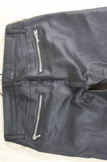Victoria Beckham Black Wax Metallic Zipper Twist Ankle Jeans Size 24 $ 