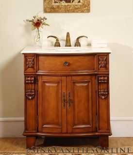 33 Teresa   Single Sink Bathroom Vanity Cabinet Marble Top 