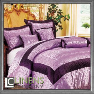   7pcs Light Purple Garden Floral Comforter Bed in A Bag Set