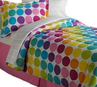   Polka Dot Comforter Sheet Set Complete Bed in A Bag Twin King