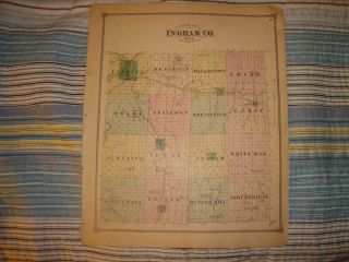 Lansing Mason Leslie Ingham County Michigan Antique Map