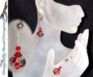 Boro Bead Earrings Embellished with Swarovski Crystals
