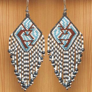  Blue Hematite Seed Beaded Earrings Handmade Bead Jewelry E2 2