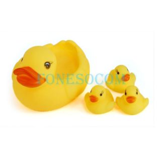 New Baby Bath Bathing Toy Rubber Race Squeaky Ducks Yellow
