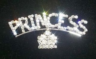 Princess with Tiara Crown Rhinestone Lapel Brooch Pin