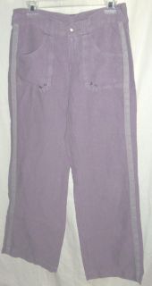 Athleia Relaxed Fit Linen Beach Pants Cargo Lg Lavender Gray