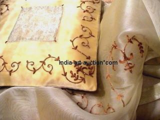 Gold Embroidery Beaded Sheer 84  Curtains India Sari