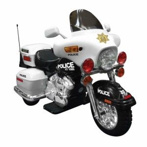 Police 12 Volt Battery Powered Motorcycle Ride on Toy in White