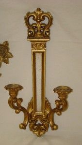 Vintage Retro Syroco Homco Ornate Wall Clock and Candle Sconces
