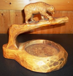    From Quebec Canada Bear On A Tree Branch Table Top Ashtray Holder