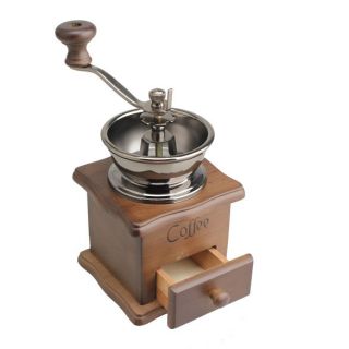   Coffee Manual Coffee Mill Wood Stand Metal Bowl Bean Grinder